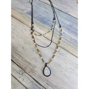 Layered Moonstone Gold Tone Beaded Necklace 20" chain NWOT
